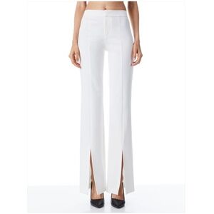 NWT Alice + Olivia Walker Slim Front Slit Pants in Off White